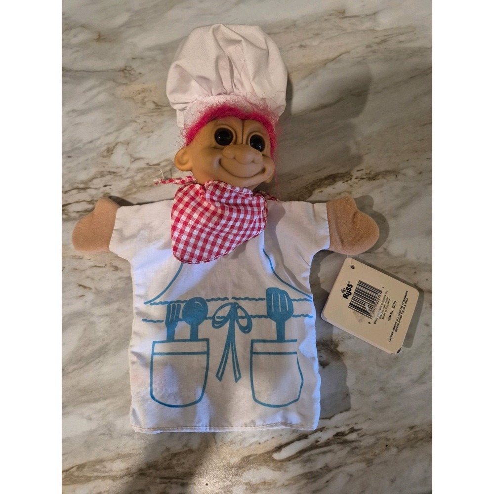 Vintage RUSS Luv Pet TROLL Doll Hand Puppet Pastry Chef Cook No. 2279 NWT